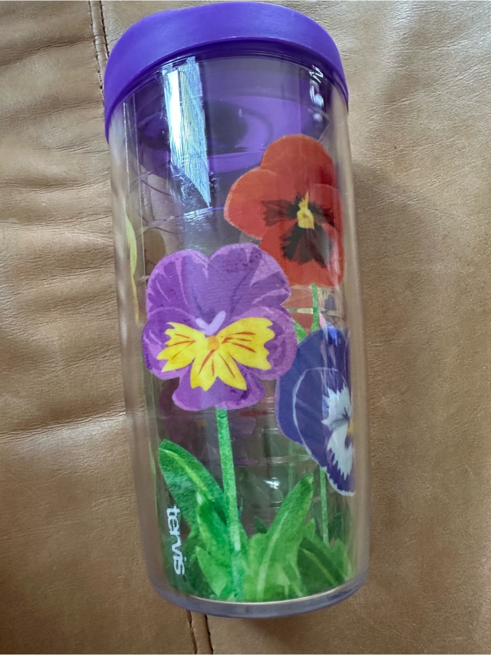 Tervis Purple Floral Travel Tumbler with Lid